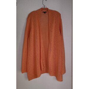 Eileen Fisher Cardigan Womens 3X Orange Open Front Linen Cotton Lightweight